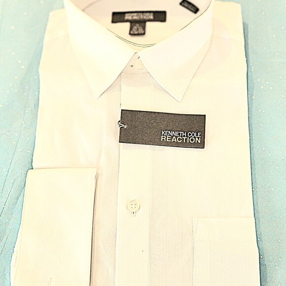 NWT Men Shirt Dress K. Cole Reaction Slim Fit White 16.5 -32/33 16-34/35  062726 - Picture 1 of 4